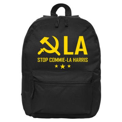 Commie La Stop Commie La Harris Stop Kamala Trump Vance 2024 16 in Basic Backpack