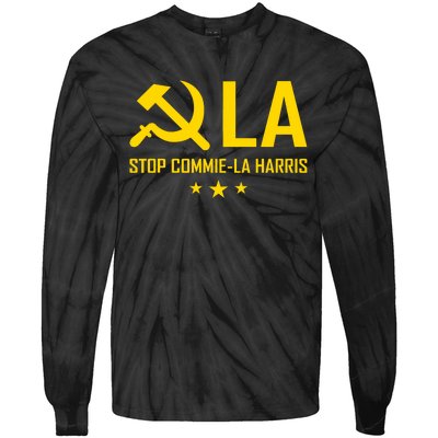 Commie La Stop Commie La Harris Stop Kamala Trump Vance 2024 Tie-Dye Long Sleeve Shirt