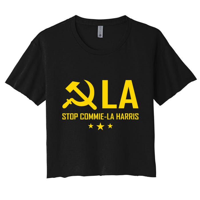 Commie La Stop Commie La Harris Stop Kamala Trump Vance 2024 Crop Top