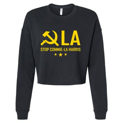 Commie La Stop Commie La Harris Stop Kamala Trump Vance 2024 Cropped Pullover Crew