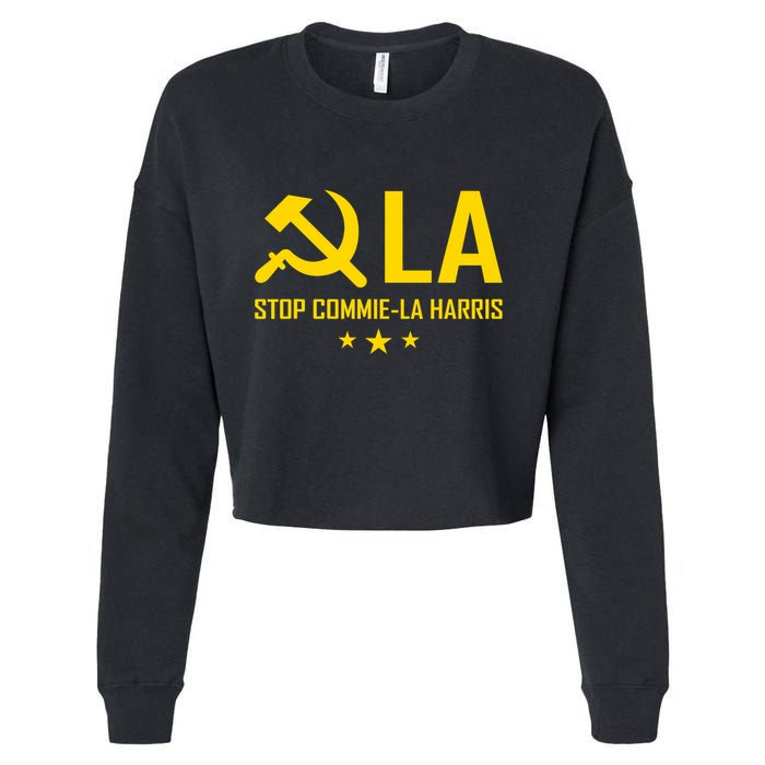 Commie La Stop Commie La Harris Stop Kamala Trump Vance 2024 Cropped Pullover Crew