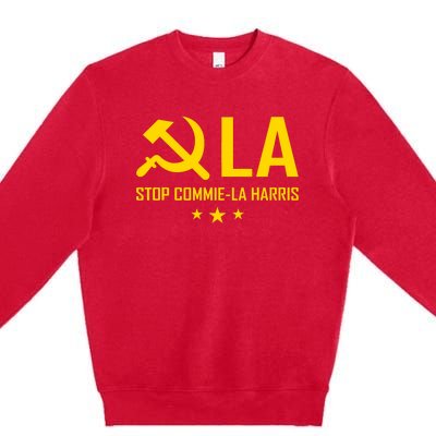 Commie La Stop Commie La Harris Stop Kamala Trump Vance 2024 Premium Crewneck Sweatshirt