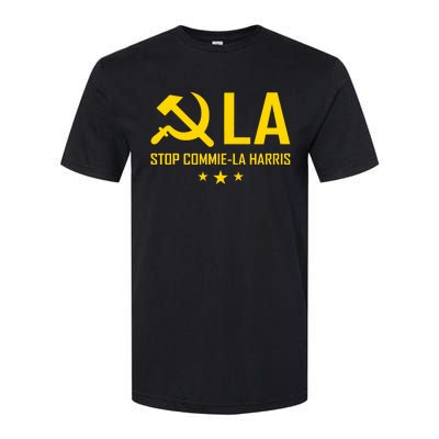 Commie La Stop Commie La Harris Stop Kamala Trump Vance 2024 Softstyle CVC T-Shirt