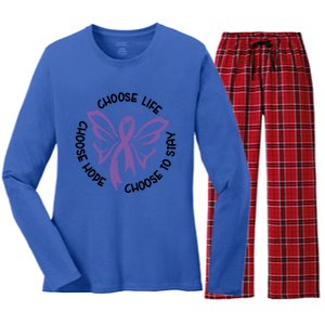 Choose Life Support Survivor Suicide Awareness Tal Health Gift Women's Long Sleeve Flannel Pajama Set 