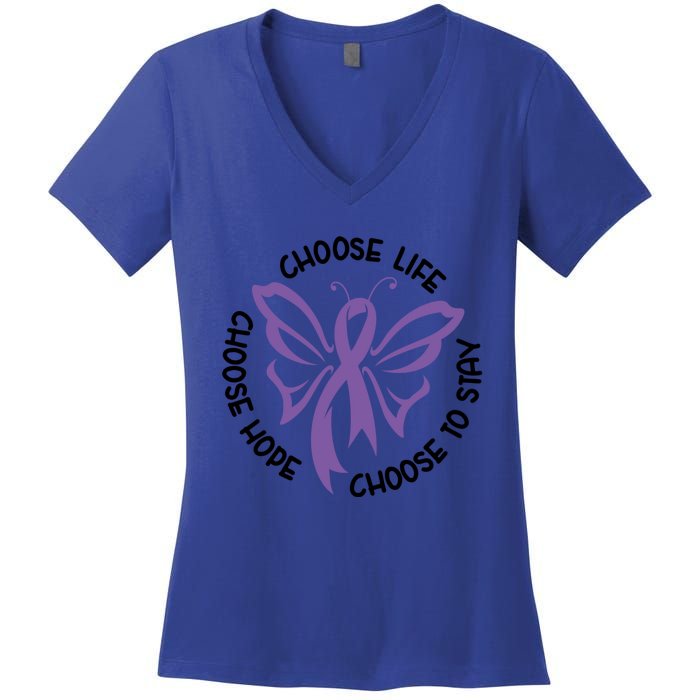 Choose Life Support Survivor Suicide Awareness Tal Health Gift Women's V-Neck T-Shirt