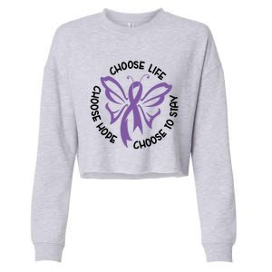 Choose Life Support Survivor Suicide Awareness Tal Health Gift Cropped Pullover Crew