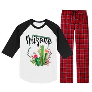 Cute Love State Of Arizona Blooming Cactus Flowers Gift Raglan Sleeve Pajama Set