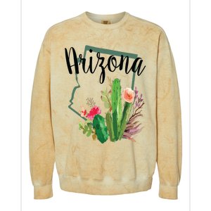 Cute Love State Of Arizona Blooming Cactus Flowers Gift Colorblast Crewneck Sweatshirt