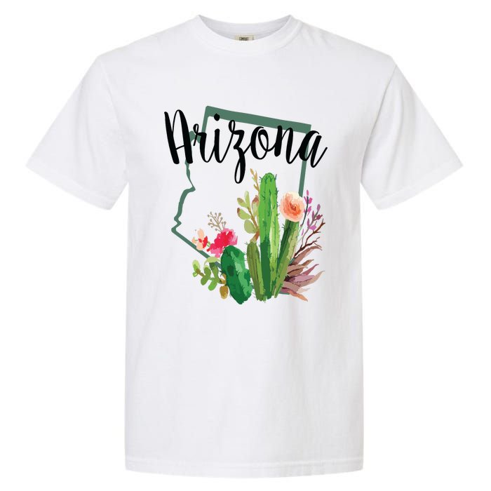 Cute Love State Of Arizona Blooming Cactus Flowers Gift Garment-Dyed Heavyweight T-Shirt