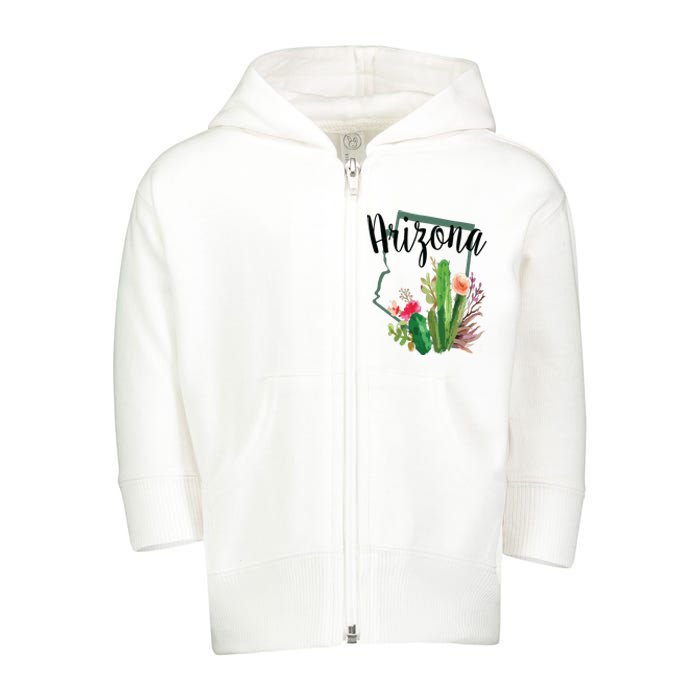 Cute Love State Of Arizona Blooming Cactus Flowers Gift Toddler Zip Fleece Hoodie