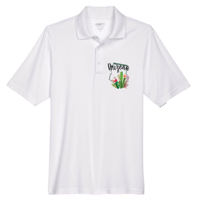 Cute Love State Of Arizona Blooming Cactus Flowers Gift Men's Origin Performance Pique Polo