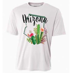 Cute Love State Of Arizona Blooming Cactus Flowers Gift Cooling Performance Crew T-Shirt