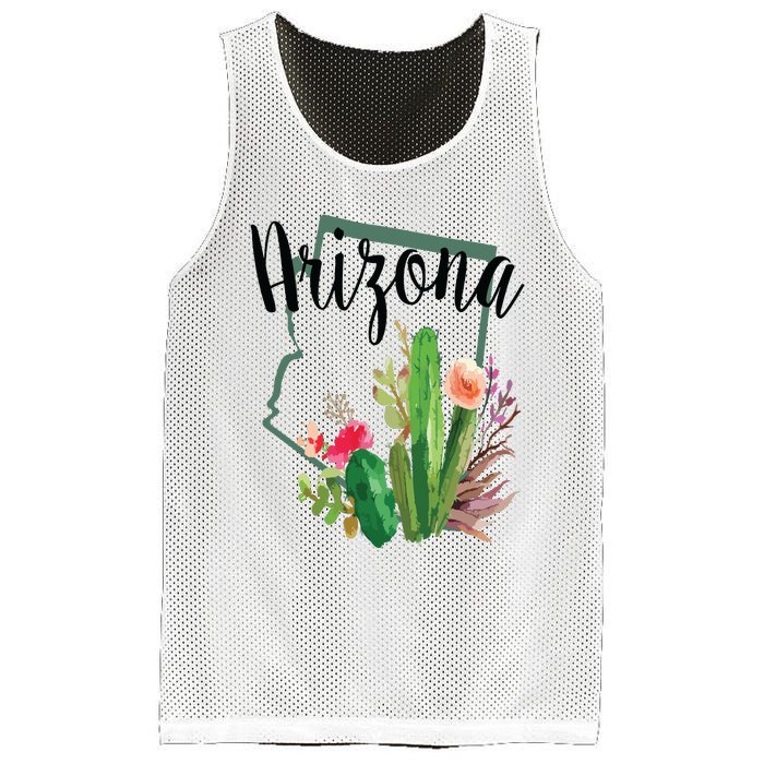 Cute Love State Of Arizona Blooming Cactus Flowers Gift Mesh Reversible Basketball Jersey Tank