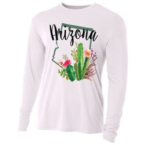 Cute Love State Of Arizona Blooming Cactus Flowers Gift Cooling Performance Long Sleeve Crew