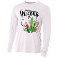 Cute Love State Of Arizona Blooming Cactus Flowers Gift Cooling Performance Long Sleeve Crew