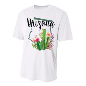 Cute Love State Of Arizona Blooming Cactus Flowers Gift Performance Sprint T-Shirt