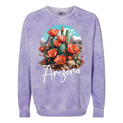 Cute Love State Of Arizona Blooming Cactus Flowers Colorblast Crewneck Sweatshirt