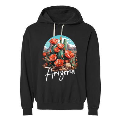 Cute Love State Of Arizona Blooming Cactus Flowers Garment-Dyed Fleece Hoodie