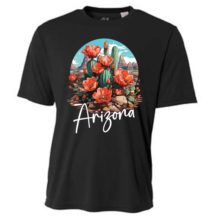 Cute Love State Of Arizona Blooming Cactus Flowers Cooling Performance Crew T-Shirt