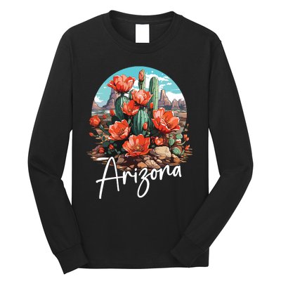 Cute Love State Of Arizona Blooming Cactus Flowers Long Sleeve Shirt