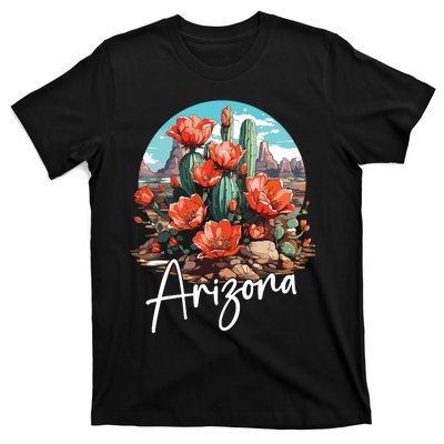 Cute Love State Of Arizona Blooming Cactus Flowers T-Shirt