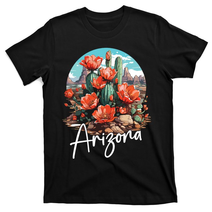 Cute Love State Of Arizona Blooming Cactus Flowers T-Shirt