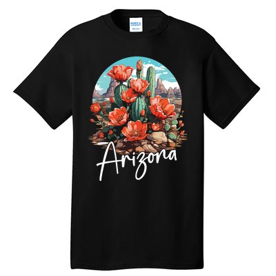 Cute Love State Of Arizona Blooming Cactus Flowers Tall T-Shirt