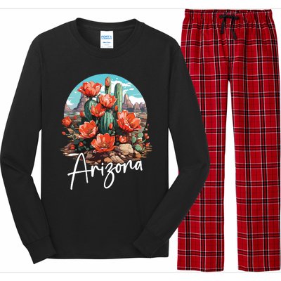 Cute Love State Of Arizona Blooming Cactus Flowers Long Sleeve Pajama Set