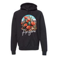 Cute Love State Of Arizona Blooming Cactus Flowers Premium Hoodie