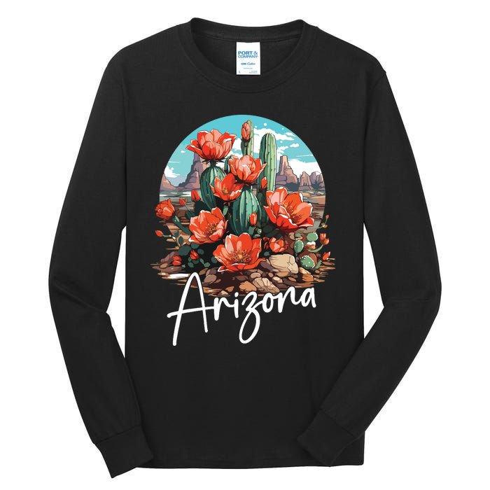 Cute Love State Of Arizona Blooming Cactus Flowers Tall Long Sleeve T-Shirt