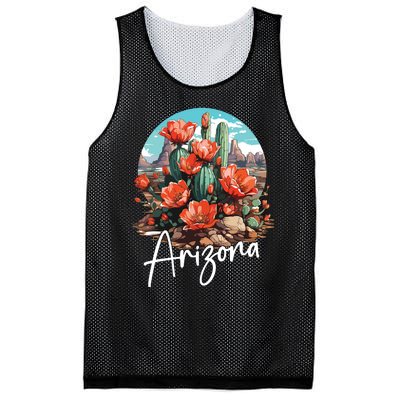 Cute Love State Of Arizona Blooming Cactus Flowers Mesh Reversible Basketball Jersey Tank