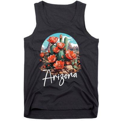 Cute Love State Of Arizona Blooming Cactus Flowers Tank Top