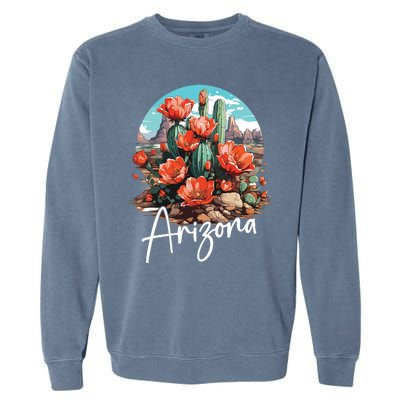 Cute Love State Of Arizona Blooming Cactus Flowers Garment-Dyed Sweatshirt