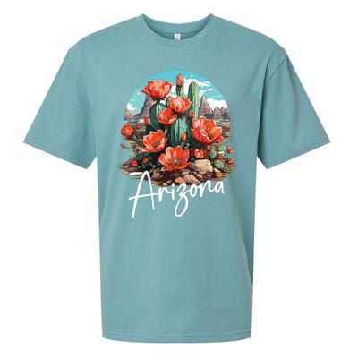 Cute Love State Of Arizona Blooming Cactus Flowers Sueded Cloud Jersey T-Shirt