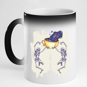 Coffee Lovers Skeletons Dancing With A Cup Of Coffee Gift 11oz Black Color Changing Mug