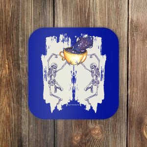 Coffee Lovers Skeletons Dancing With A Cup Of Coffee Gift Coaster