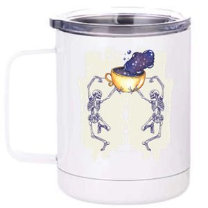 Coffee Lovers Skeletons Dancing With A Cup Of Coffee Gift 12 oz Stainless Steel Tumbler Cup