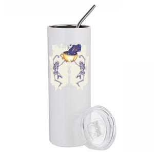 Coffee Lovers Skeletons Dancing With A Cup Of Coffee Gift Stainless Steel Tumbler