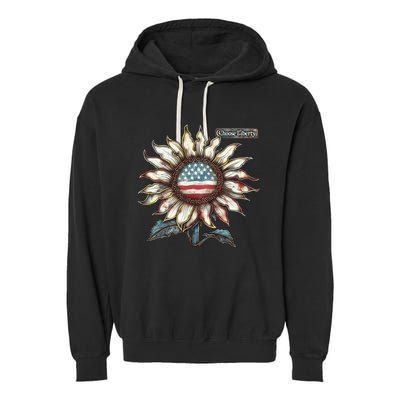 Choose Liberty Sunflower Patriotic Americana Freedom For All Garment-Dyed Fleece Hoodie