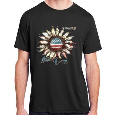 Choose Liberty Sunflower Patriotic Americana Freedom For All Adult ChromaSoft Performance T-Shirt