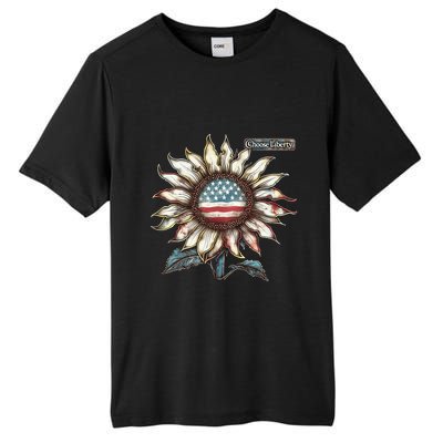 Choose Liberty Sunflower Patriotic Americana Freedom For All Tall Fusion ChromaSoft Performance T-Shirt