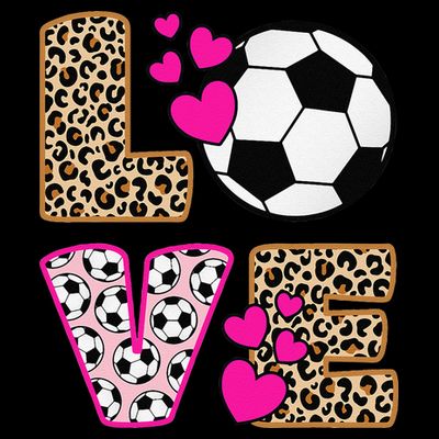 Cute Love Soccer Leopard Print  Girls Soccer T-Shirt