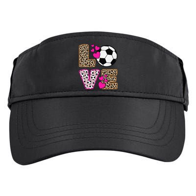 Cute Love Soccer Leopard Print  Girls Soccer Adult Drive Performance Visor