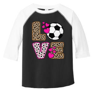 Cute Love Soccer Leopard Print  Girls Soccer Toddler Fine Jersey T-Shirt