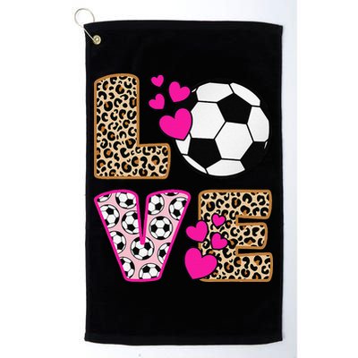 Cute Love Soccer Leopard Print  Girls Soccer Golf Towel