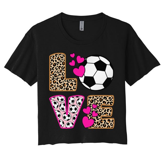 Cute Love Soccer Leopard Print  Girls Soccer Crop Top