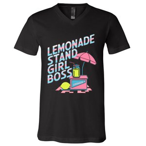 Cute Lemonade Stand Girl Boss Lemonade Stand Girl V-Neck T-Shirt