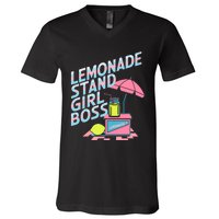 Cute Lemonade Stand Girl Boss Lemonade Stand Girl V-Neck T-Shirt