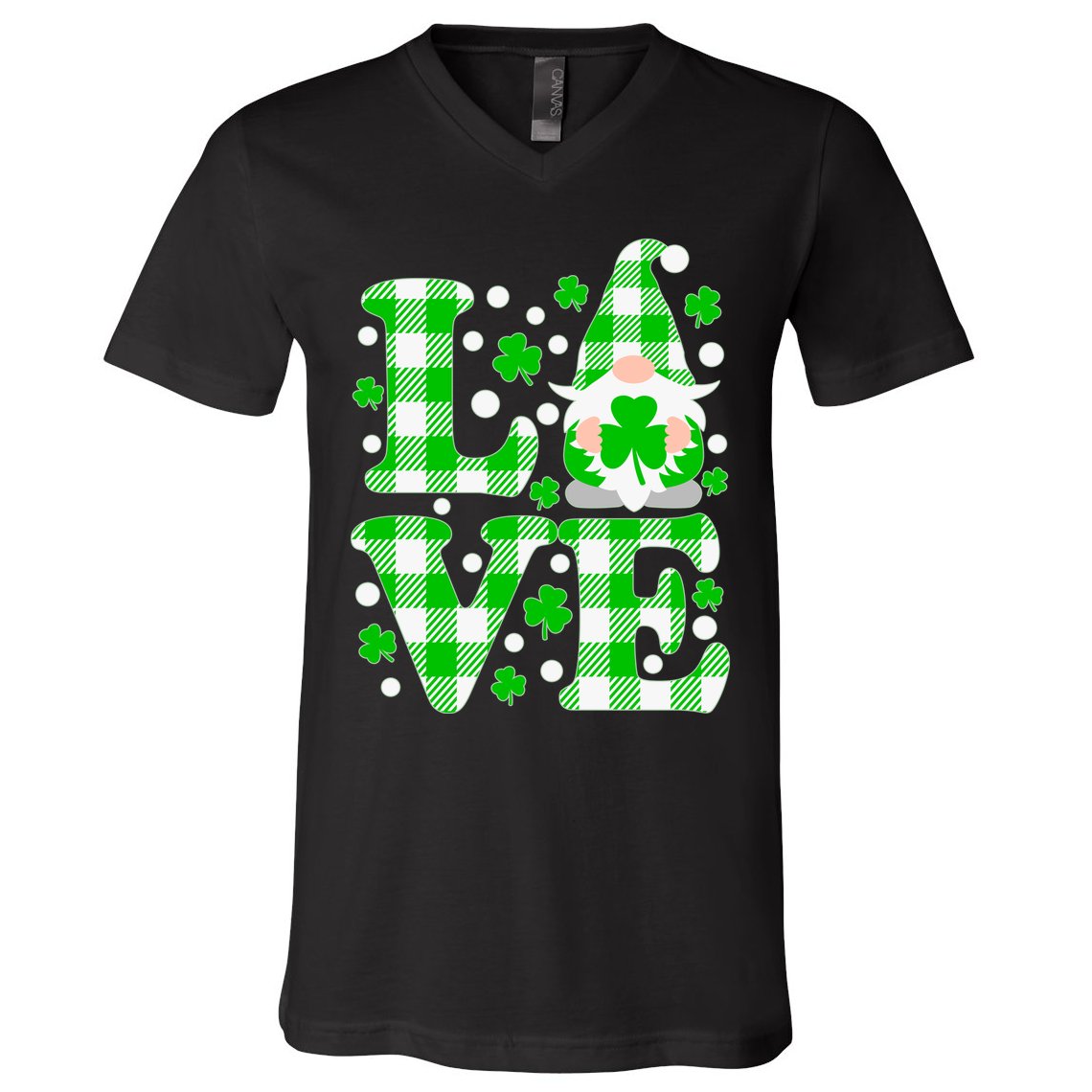 Cute Love St Patrick's Day Lucky Shamrock Gnome V-Neck T-Shirt