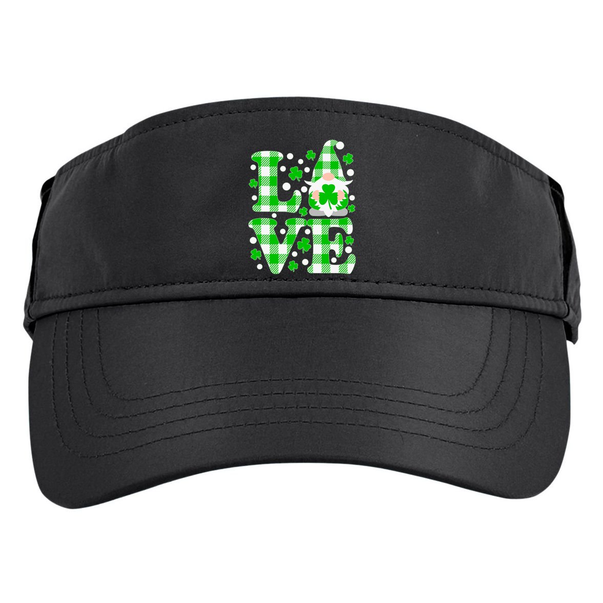 Cute Love St Patrick's Day Lucky Shamrock Gnome Adult Drive Performance Visor